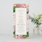 Elegante Roze Roze Bloemige Crème Trouwprogramma Programma (Staand voorkant)