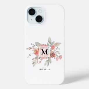 Elegante Roze Roze Bloemige Monogram