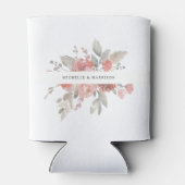 Elegante Roze Roze Bloemige Watercolor Trouw Blikjeskoeler (Achterkant)