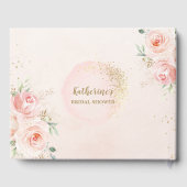 Elegante Roze Roze Bloemrozen Gouden Bruiloft Fees Gastenboek (Achterkant)