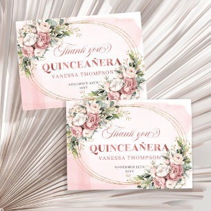 Elegante Roze Roze Eucalyptus Boho Quince Bedankt