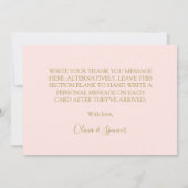 Elegante Roze Roze Gouden Bloem Bruiloft Bedankt (Achterkant)