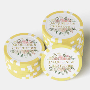 Elegante roze roze gouden bloem lente bruiloft poker chips