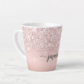Elegante Roze Roze Gouden Glitter Monogram Naam Latte Mok (Linkerhoek)