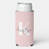 Elegante Roze Roze Grijs Script Monogram (Seltzer Voorkant)
