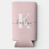 Elegante Roze Roze Grijs Script Monogram (Achterkant)