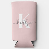 Elegante Roze Roze Grijs Script Monogram (Voorkant)