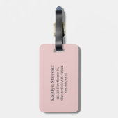 Elegante Roze Roze Grijs Script Monogram Bagagelabel (Achterkant verticaal)