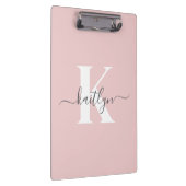 Elegante Roze Roze Grijs Script Monogram Klembord (Rechts)