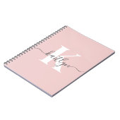 Elegante Roze Roze Grijs Script Monogram Notitieboek (Linkerzijde)