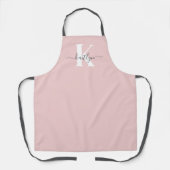 Elegante Roze Roze Grijs Script Monogram Schort (Voorkant)