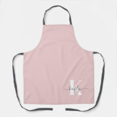 Elegante Roze Roze Grijs Script Monogram Schort (Voorkant)
