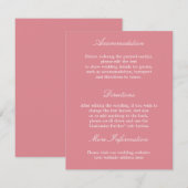 Elegante Roze Roze Huwelijksdetails Kaart (Voorkant / Achterkant)