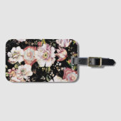 elegante roze roze roze roze floraal bagagelabel (Voorkant (horizontaal))