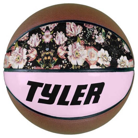  elegante roze roze roze roze floraal basketbal (Voorkant)