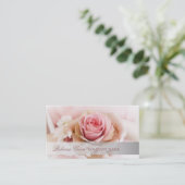 elegante roze roze rozenbloembruin visitekaartje (Staand voorkant)