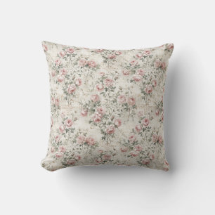 Elegante Roze Roze Vintage Cottagecore Bloemstuk Kussen