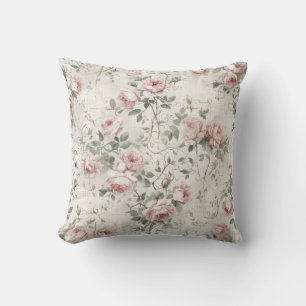 Elegante Roze Roze Vintage Cottagecore Bloemstuk Kussen