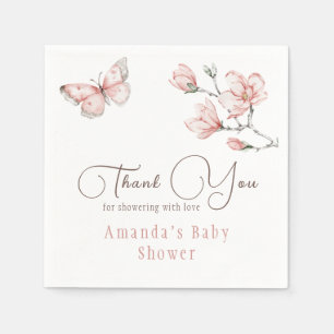 Elegante Roze Roze Vlinder Bloem Baby Shower Servet