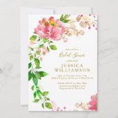 Elegante Roze Roze Waterverf Bloem Bruidsdouche Kaart (Voorkant)