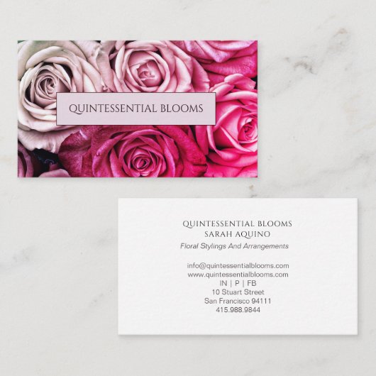 Elegante Roze Roze Zakelijke Kaart Visitekaartje (Voorkant / Achterkant)