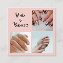 Elegante Roze Roze Zwarte Script 3 Foto Nagels