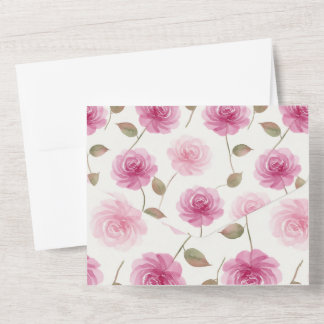 Elegante Roze Rozen All-in-One Trouwuitnodiging All In One Uitnodiging