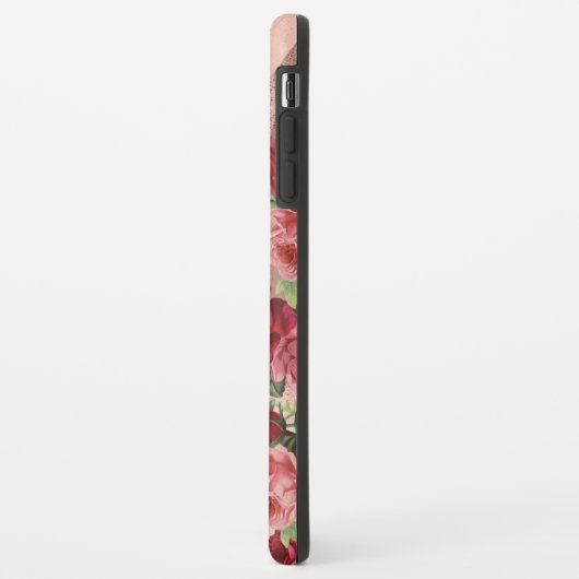 Elegante  Roze Rozen Bloemen Monogrammed Case-Mate iPhone Case (Achterkant/links)