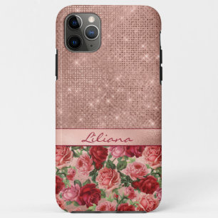 Elegante Roze Rozen Bloemen Naam iPhone 11 Pro Max Hoesje
