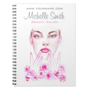 Elegante Roze Rozen Bloemige Waterverf Schoonheids Notitieboek