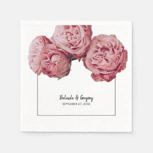 Elegante Roze Rozen Bruiloft Servet