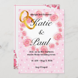 Elegante roze rozen bruiloft uitnodiging