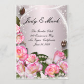 Elegante roze rozen en parels bruiloft menu Kaart (Voorkant)