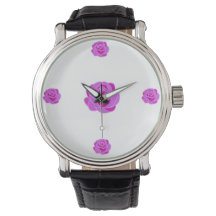 Elegante Roze Rozen Glas-in-Lood Horloge -