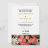 Elegante roze rozen houden van goud wit kaart (Voorkant)