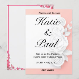 Elegante Roze Rozen Huwelijksuitnodiging Kaart