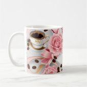 Elegante roze rozen, linten, bogen, monogrammen koffiemok (Links)