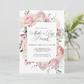 Elegante roze rozen Moederdag brunch Kaart (Staand voorkant)