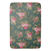 Elegante Roze Rozen op groene achtergrond Badmat (Voorkant Verticaal)