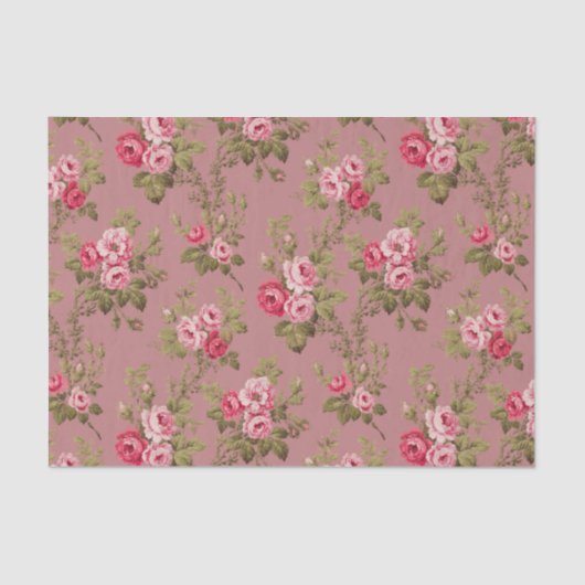 Elegante  Roze Rozen-oude Rozen achtergrond Tissuepapier (Voorkant)