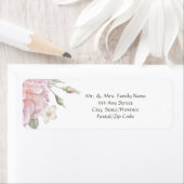 Elegante roze rozen tuin bruiloft label (Insitu)