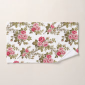 Elegante Roze Rozen-witte achtergrond Bad Handdoek (Handdoek)