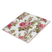 Elegante  Roze Rozen-witte achtergrond Tegeltje (Zijkant)