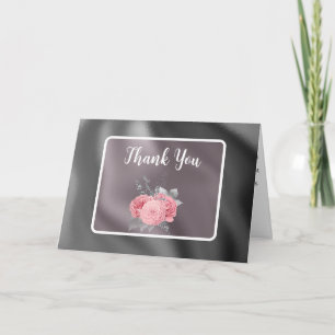 Elegante Roze Rozen Zilveren Folie Baby Shower Bedankkaart