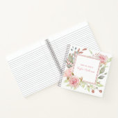 Elegante  Roze Rozenbloem gepersonaliseerd Notitieboek (Binnen)
