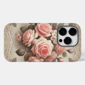 Elegante Roze Rozenbloem met Kant Case-Mate iPhone Case (Achterkant (horizontaal))
