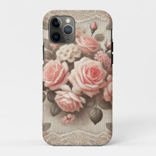 Elegante  Roze Rozenbloem met Kant iPhone 11 Pro Hoesje