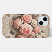 Elegante  Roze Rozenbloem met Kant Case-Mate iPhone Case (Achterkant (horizontaal))