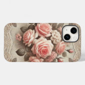 Elegante Roze Rozenbloem met Kant Case-Mate iPhone Case (Achterkant (horizontaal))