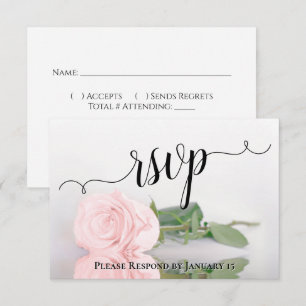 Elegante Roze Rozenreflecties Bruiloft RSVP Kaartje